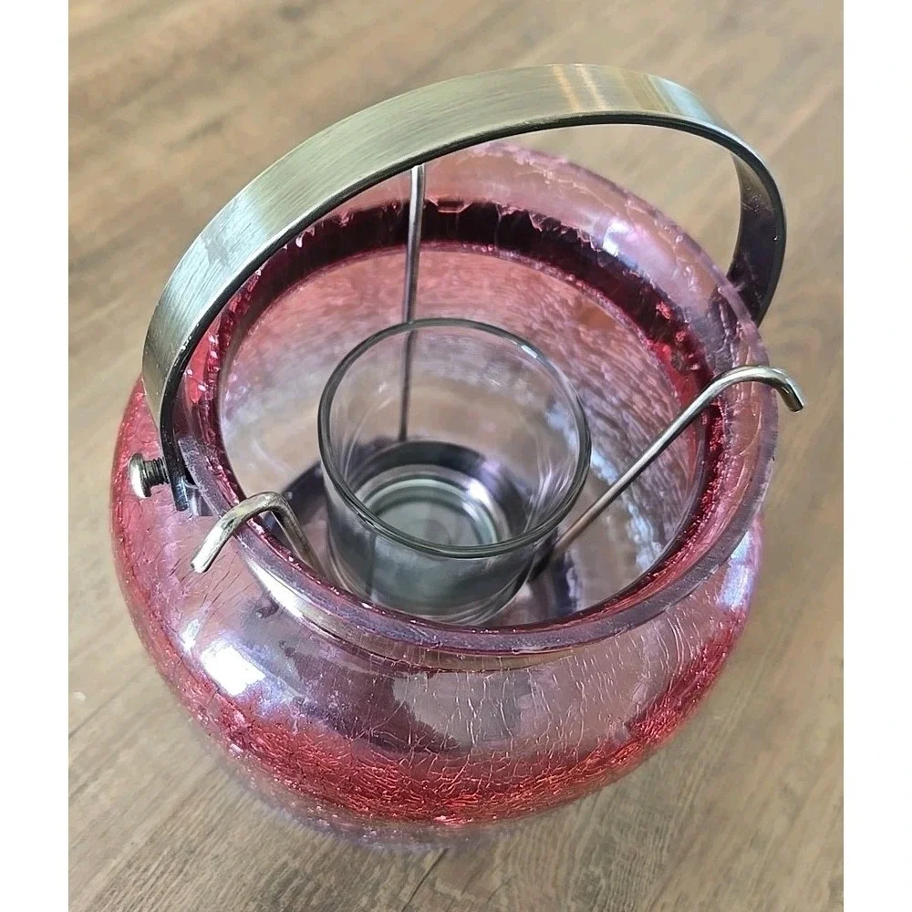 Yankee Candle Muted Autumn Crackle Jar Holder Lantern Cranberry Votive 1599297